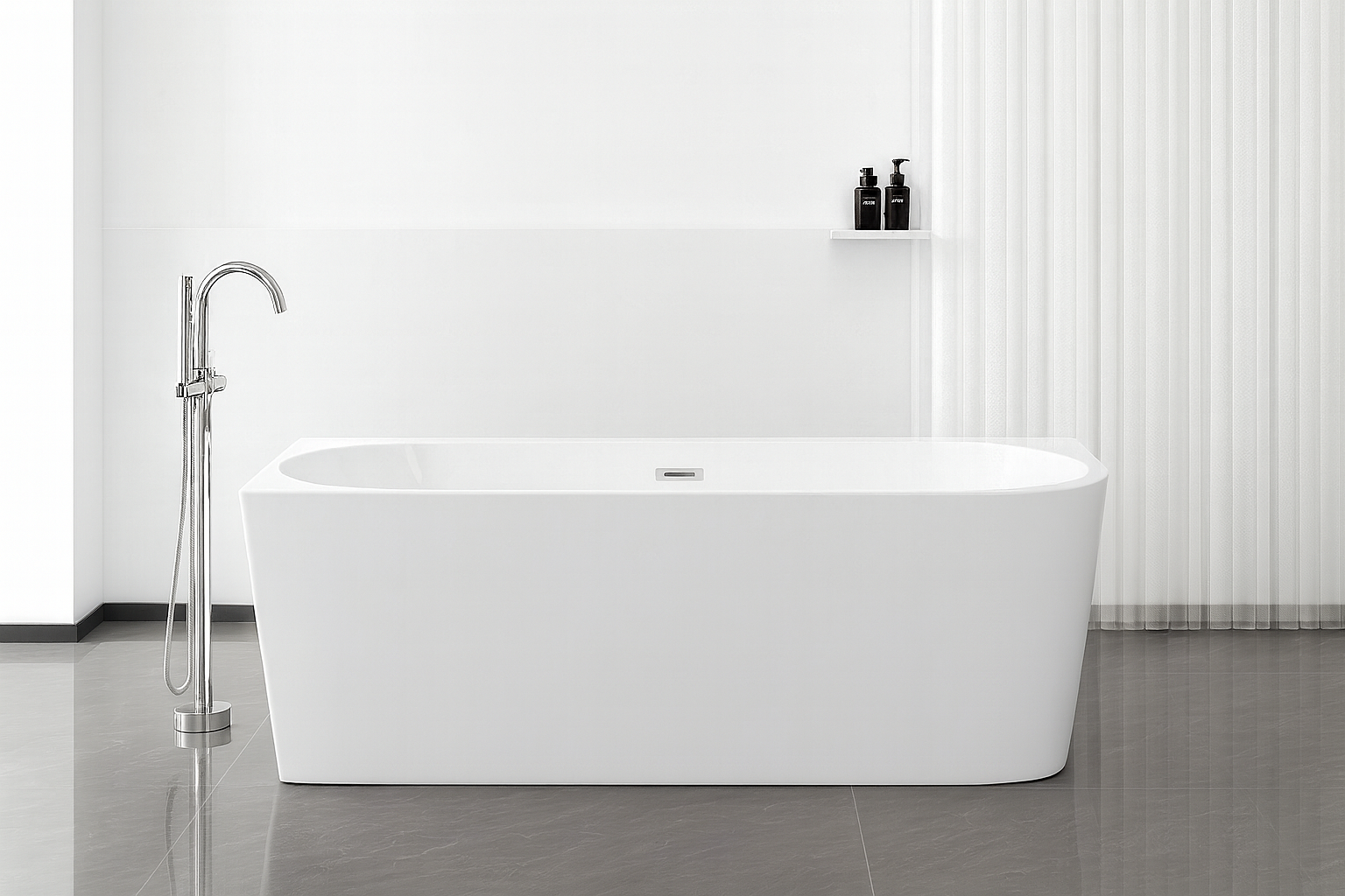 SOLVA - Cada Freestanding din Acryl, Montaj Stanga, 160x75x56 cm