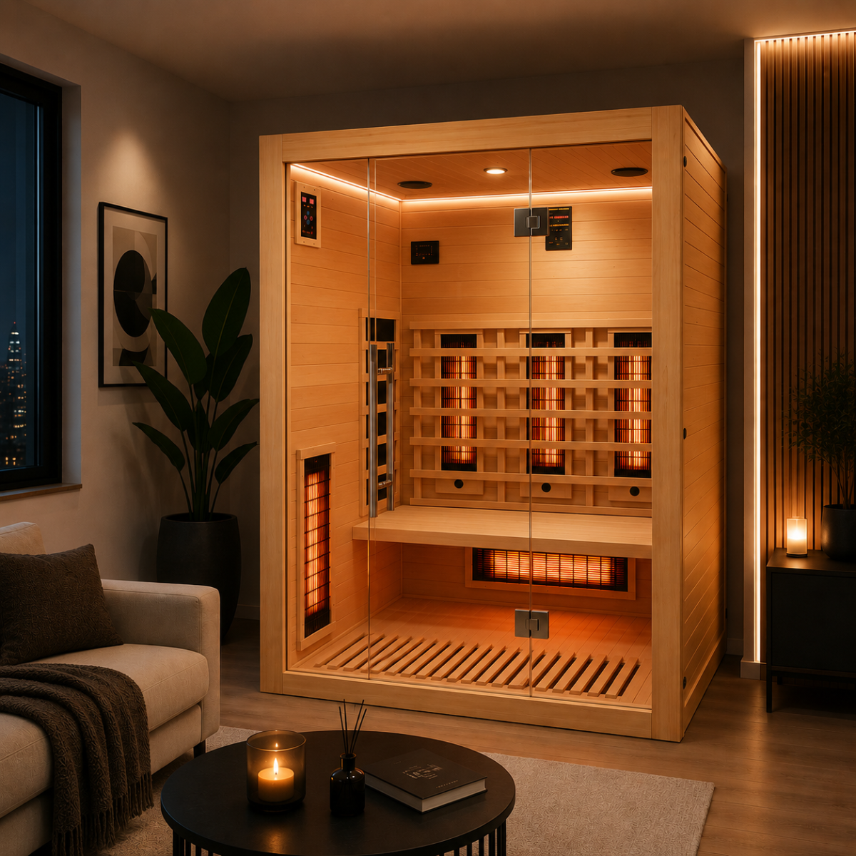 OPEN - Sauna uscata, cu 2 tipuri de Incalzitoare - 150 × 120 × 200cm - J20150
