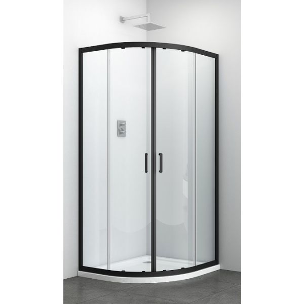 ELITE BLACK - Cabina de dus semirotunda, 90x90x195cm