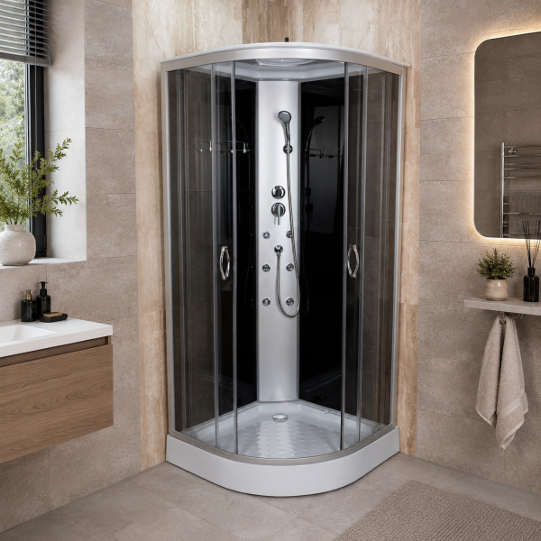 ZEN BLACK - Cabina de dus completa cu hidromasaj - 90 x 90 x 215 cm - S07