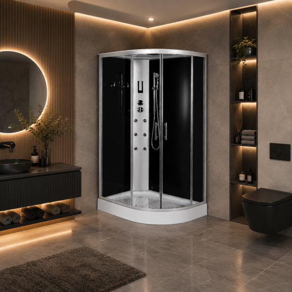 INTENSE BLACK - Cabina de dus completa, 120x80x210cm, colt stanga - TM120