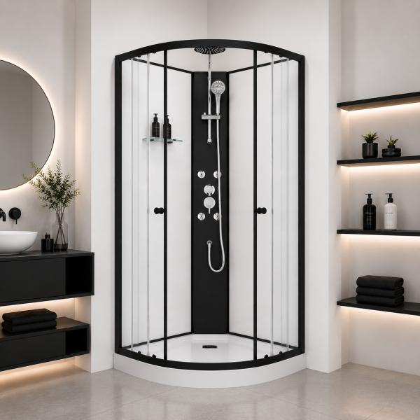 RELOAD - Cabina de dus completa, semirotunda, fara plafon, 90x90x235cm - PS16B