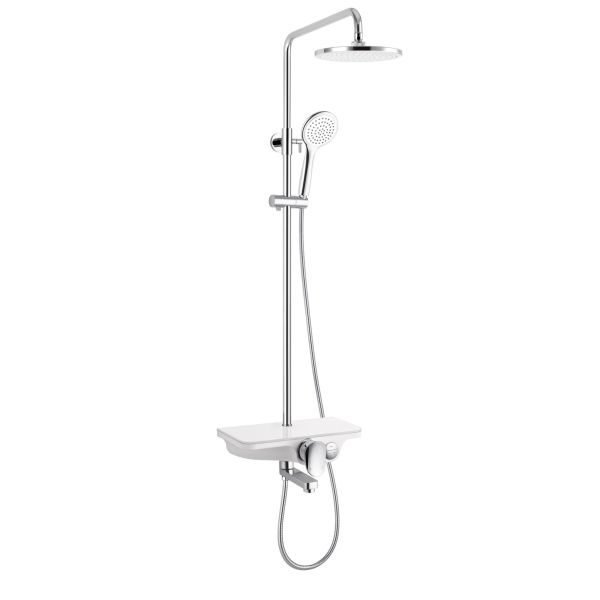 Set de dus cu baterie si pipa de umplere, finisaj Alb si Crom - AS703