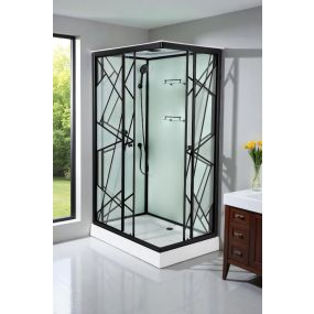 DECO BLACK - Cabina de dus completa, negru, 120x90x215cm - TM3009