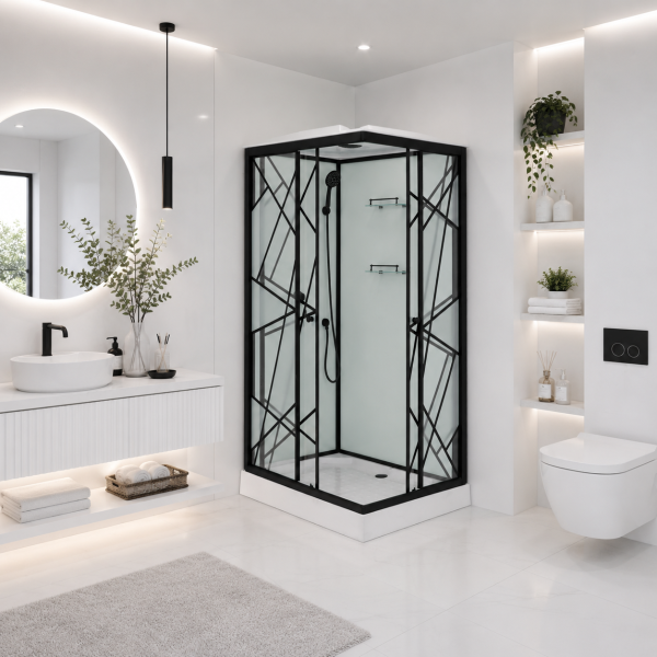 DECO BLACK 2 - Cabina de dus completa, negru, 120x80x215cm - TM3008