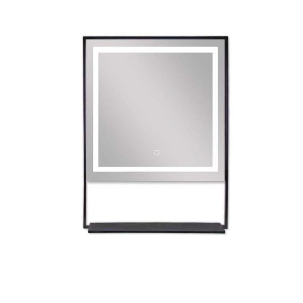 SOHO - Oglinda cu etajera si iluminare LED, rama Negru-Mat - ZI310