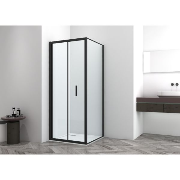 SANOSLIM - Parte fixa pentru cabina dus, neagra, 88-90cm