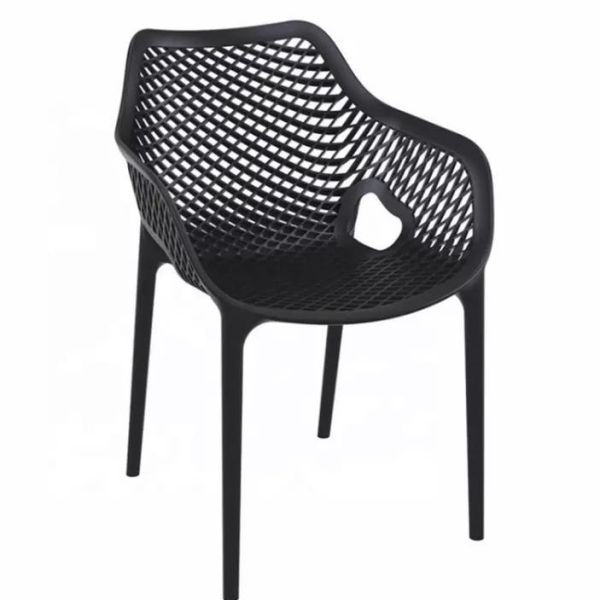 Scaun de exterior cu cotiere, negru mat