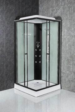 MONO BLACK - Cabina de dus completa, negru, 100x100x215cm