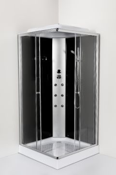 MONO CROM - Cabina de dus completa, negru, 100x100x215cm