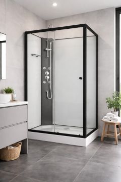 VIVA BLACK - Cabina de dus completa, dreptunghiulara, fara plafon, 80x120x234cm - PS19B