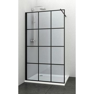 ELITE BLACK GRID - Paravan de dus cu serigrafie, 118-120x195cm