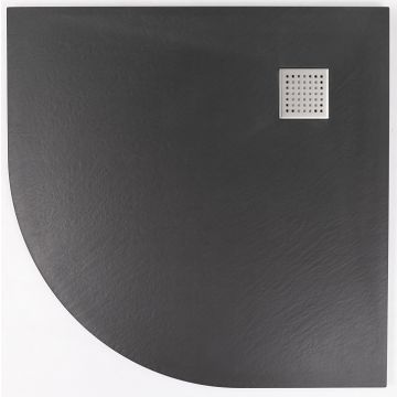 Cadita de dus din SMC, semirotunda, decupabila, 90x90cm - Neagra