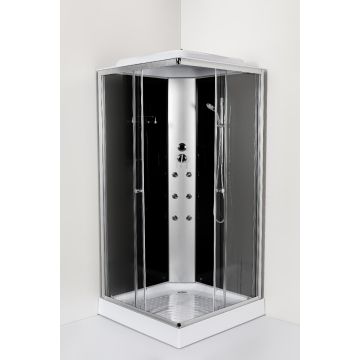 MONO CROM - Cabina de dus completa, negru, 100x100x215cm