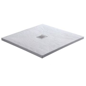 KRETA - Cadita de dus din marmura artificiala, patrata, Alb - 51010