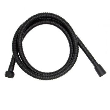 Furtun de dus metalic, finisaj Negru-Mat