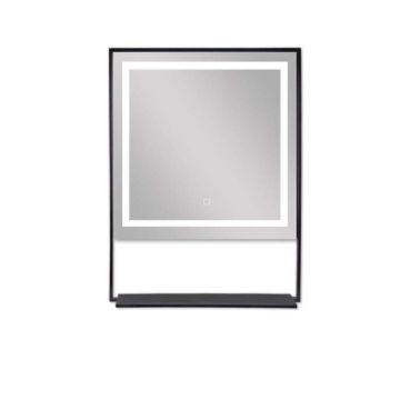 SOHO - Oglinda cu etajera si iluminare LED, rama Negru-Mat - ZI310