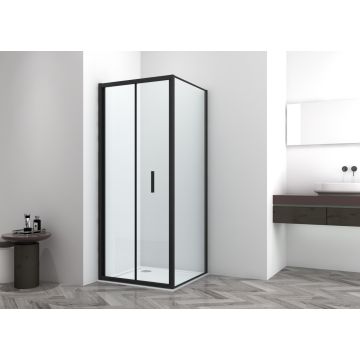 SANOSLIM - Parte fixa pentru cabina dus, neagra, 88-90cm