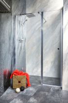 SANOFLEX GRANDE CROM - Paravan de dus cu parte fixa si usa batanta,120cm