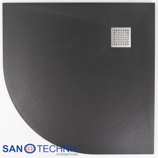 Cadita de dus din SMC, semirotunda, decupabila, 90x90cm - Neagra