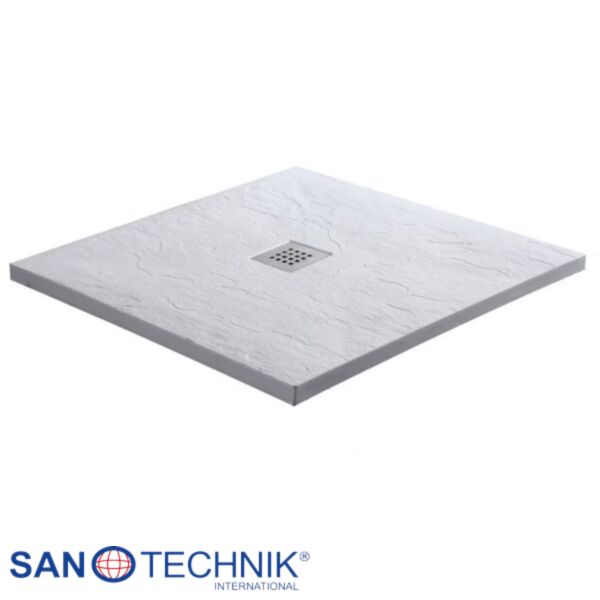 KRETA - Cadita de dus din marmura artificiala, patrata, Alb - 51010
