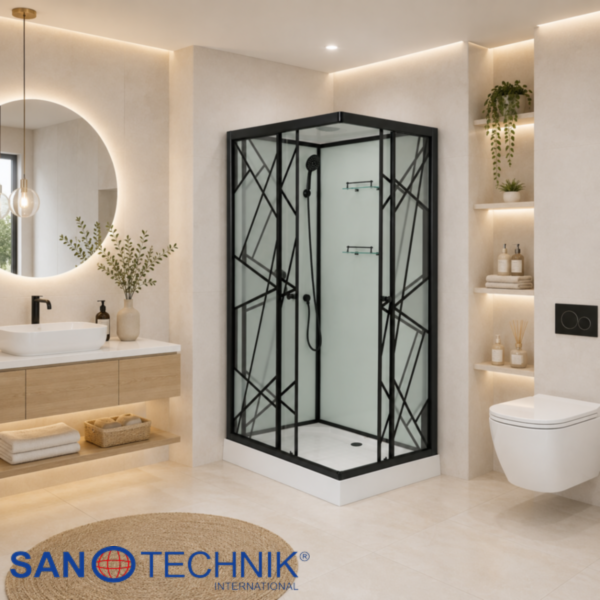 DECO BLACK - Cabina de dus completa, negru, 120x90x215cm - TM3009