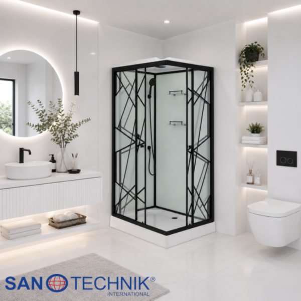 DECO BLACK 2 - Cabina de dus completa, negru, 120x80x215cm - TM3008