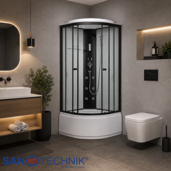 FUTURE BLACK 2 - Cabina de dus completa, semirotunda, 80x80x215 cm - BW850