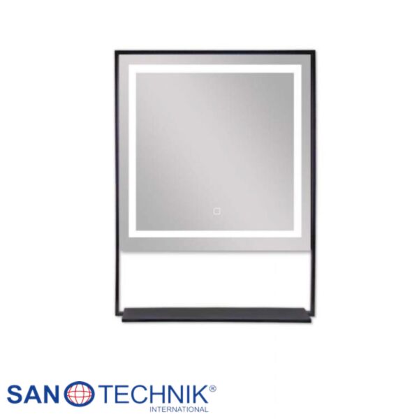 SOHO - Oglinda cu etajera si iluminare LED, rama Negru-Mat - ZI310