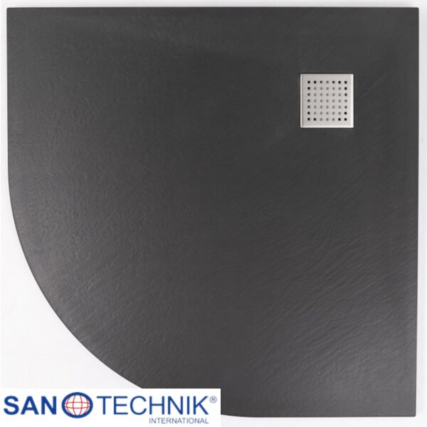 Cadita de dus din SMC, semirotunda, decupabila, 90x90cm - Neagra