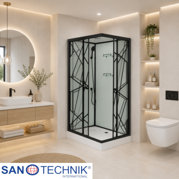 DECO BLACK - Cabina de dus completa, negru, 120x90x215cm - TM3009