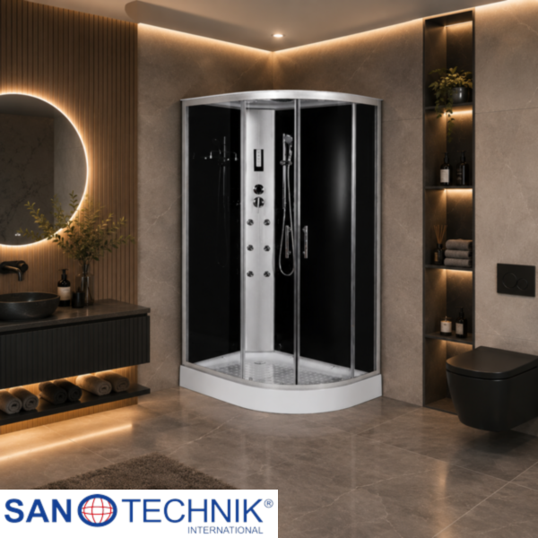 INTENSE BLACK - Cabina de dus completa, 120x80x210cm, colt stanga - TM120