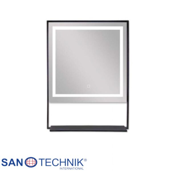 SOHO - Oglinda cu etajera si iluminare LED, rama Negru-Mat - ZI310