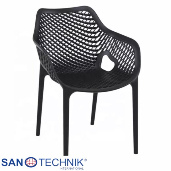 Scaun de exterior cu cotiere, negru mat