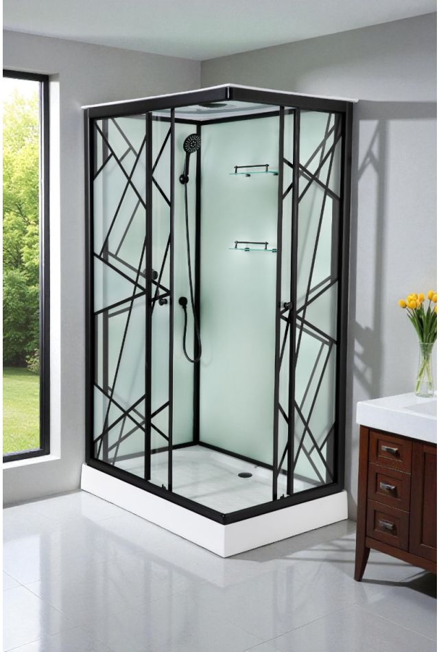 DECO BLACK 2 - Cabina de dus completa, negru, 120x80x215cm - TM3008