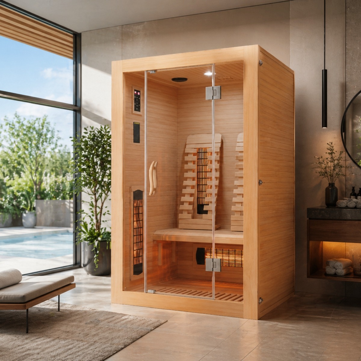 MALMO 2, Sauna cu Infrarosu + Carbon - Magneziu, 120 x 105 x 190cm - SB10120